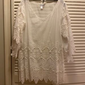 Eberjey embroidered and lace tunic, 100% cotton, size M/L.